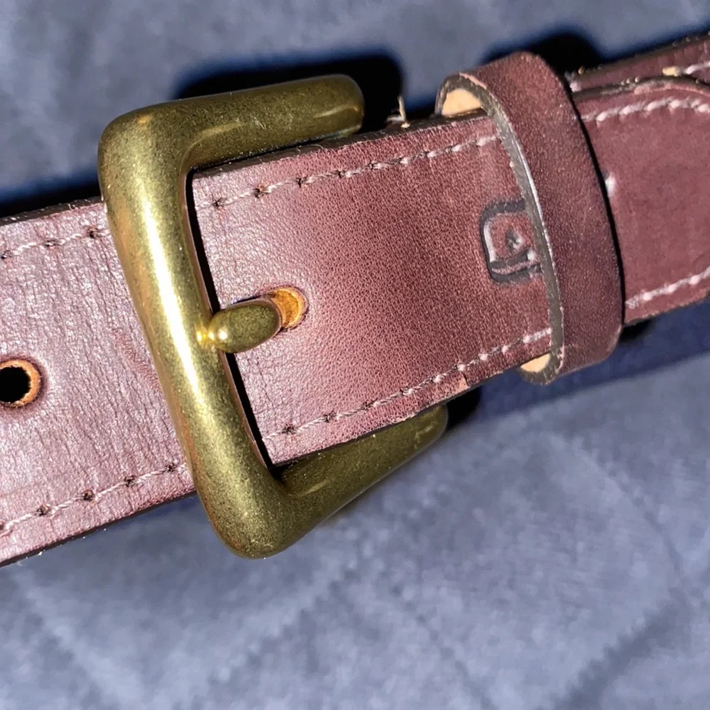 Vineyard Vines Brown Leather & Navy Woven Belt with Yellow Whale Pattern